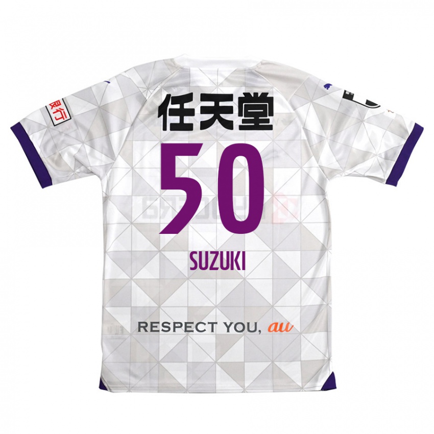 Børn Yoshinori Suzuki #50 Hvid Lilla Udebane Spillertrøjer 2024/25 Trøje T-Shirt