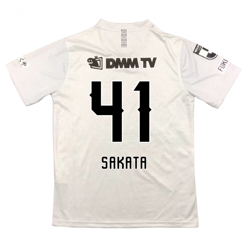 Børn Daiki Sakata #41 Grå Sort Udebane Spillertrøjer 2024/25 Trøje T-Shirt