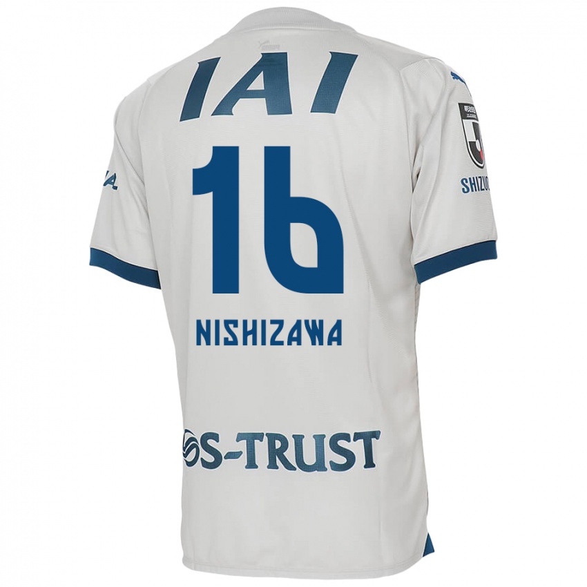 Børn Kenta Nishizawa #16 Hvid Blå Udebane Spillertrøjer 2024/25 Trøje T-Shirt