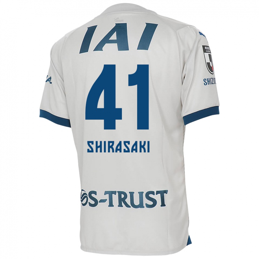 Børn Ryohei Shirasaki #41 Hvid Blå Udebane Spillertrøjer 2024/25 Trøje T-Shirt