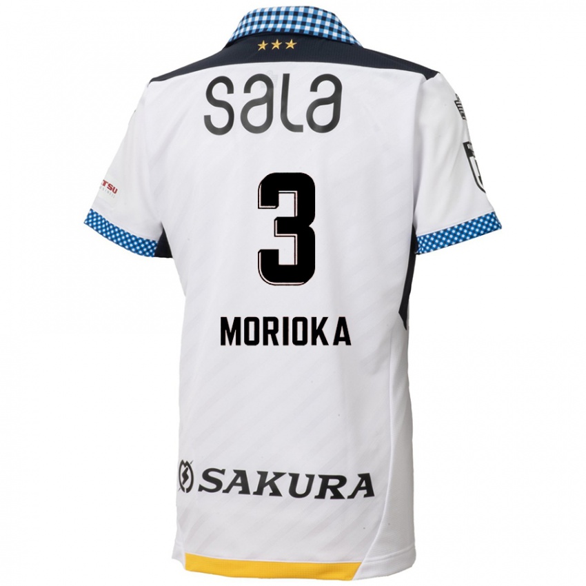 Børn Riku Morioka #3 Hvid Sort Udebane Spillertrøjer 2024/25 Trøje T-Shirt