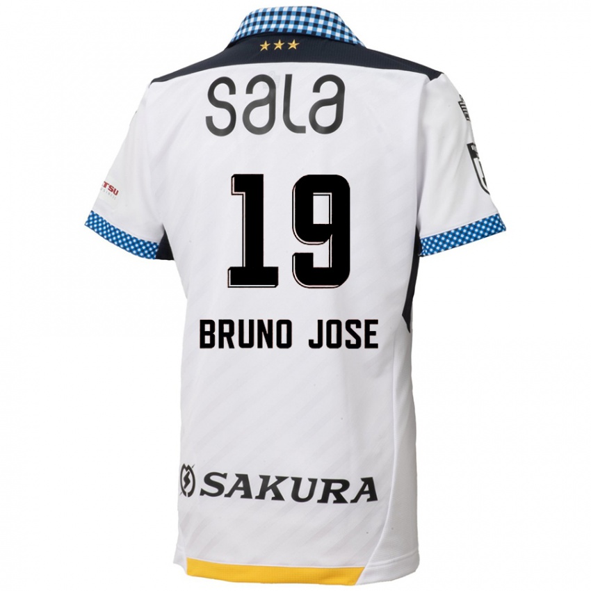 Børn Bruno José #19 Hvid Sort Udebane Spillertrøjer 2024/25 Trøje T-Shirt