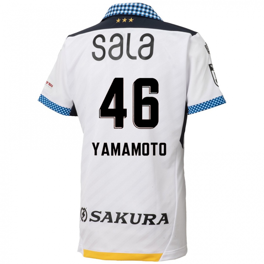 Børn Shota Yamamoto #46 Hvid Sort Udebane Spillertrøjer 2024/25 Trøje T-Shirt