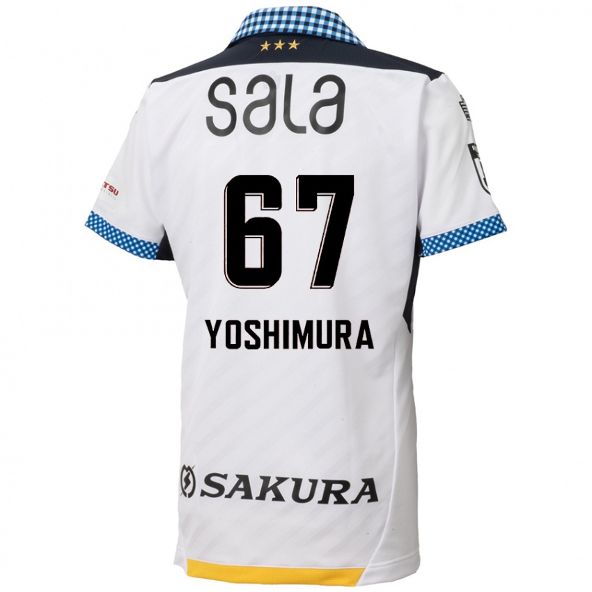 Børn Ryusei Yoshimura #67 Hvid Sort Udebane Spillertrøjer 2024/25 Trøje T-Shirt