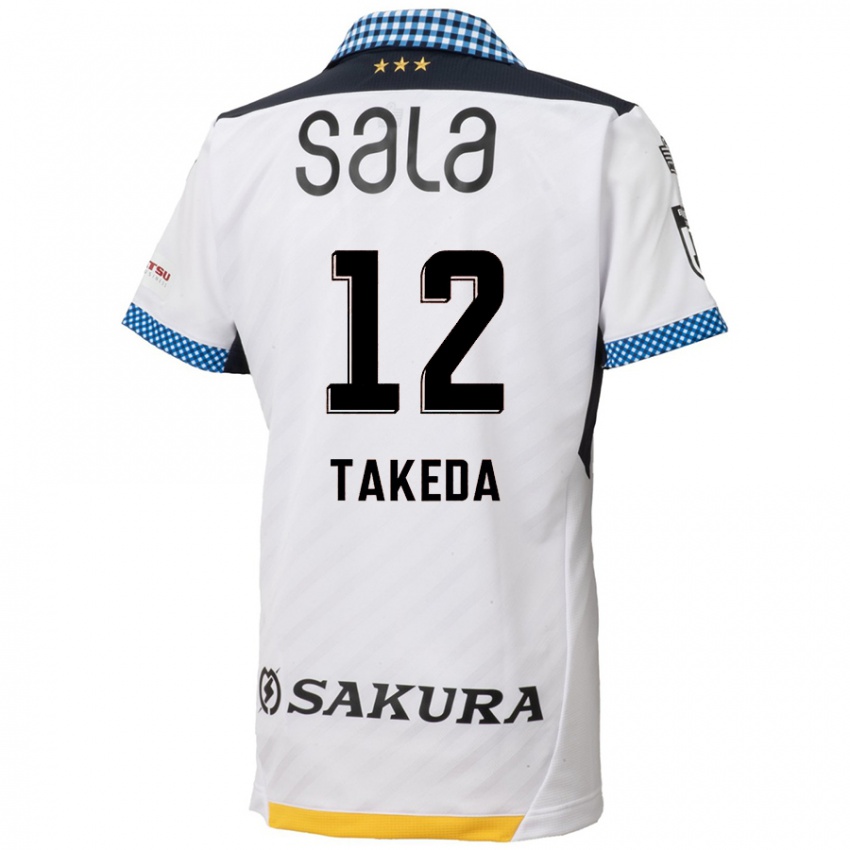 Børn Yusei Takeda #12 Hvid Sort Udebane Spillertrøjer 2024/25 Trøje T-Shirt