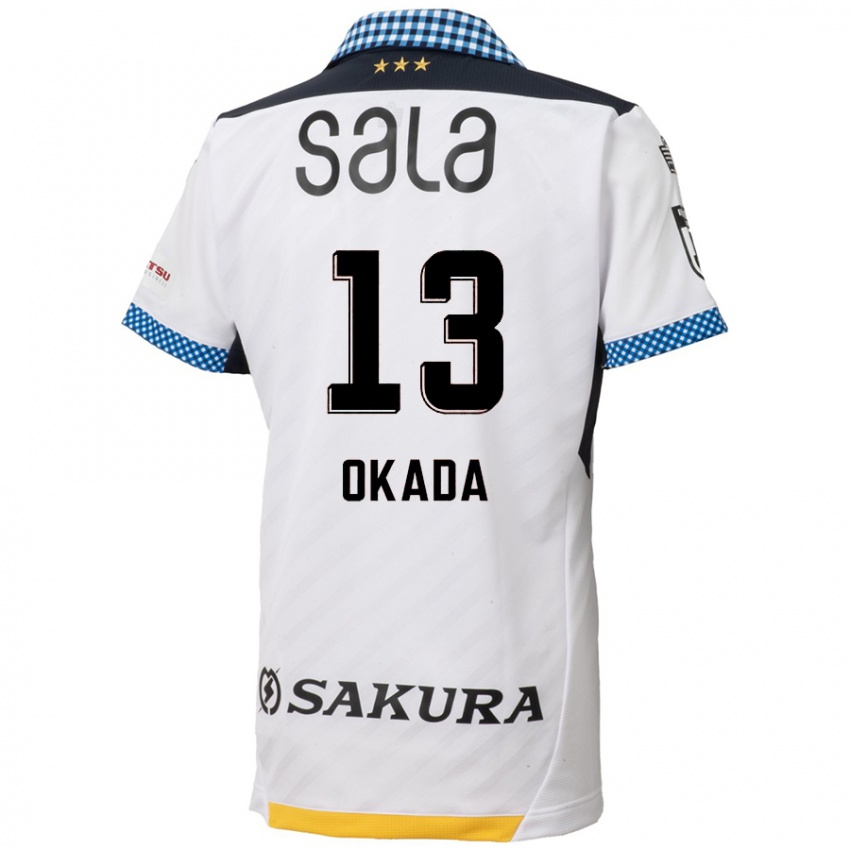 Børn Kosei Okada #13 Hvid Sort Udebane Spillertrøjer 2024/25 Trøje T-Shirt