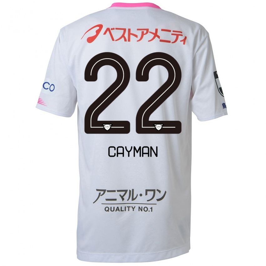 Børn Cayman Togashi #22 Hvid Blå Lyserød Udebane Spillertrøjer 2024/25 Trøje T-Shirt