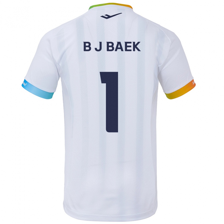 Børn Jong-Beom Baek #1 Hvid Blå Udebane Spillertrøjer 2024/25 Trøje T-Shirt