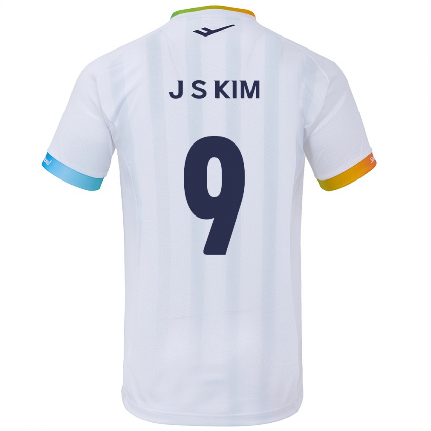 Børn Shin-Jin Kim #9 Hvid Blå Udebane Spillertrøjer 2024/25 Trøje T-Shirt