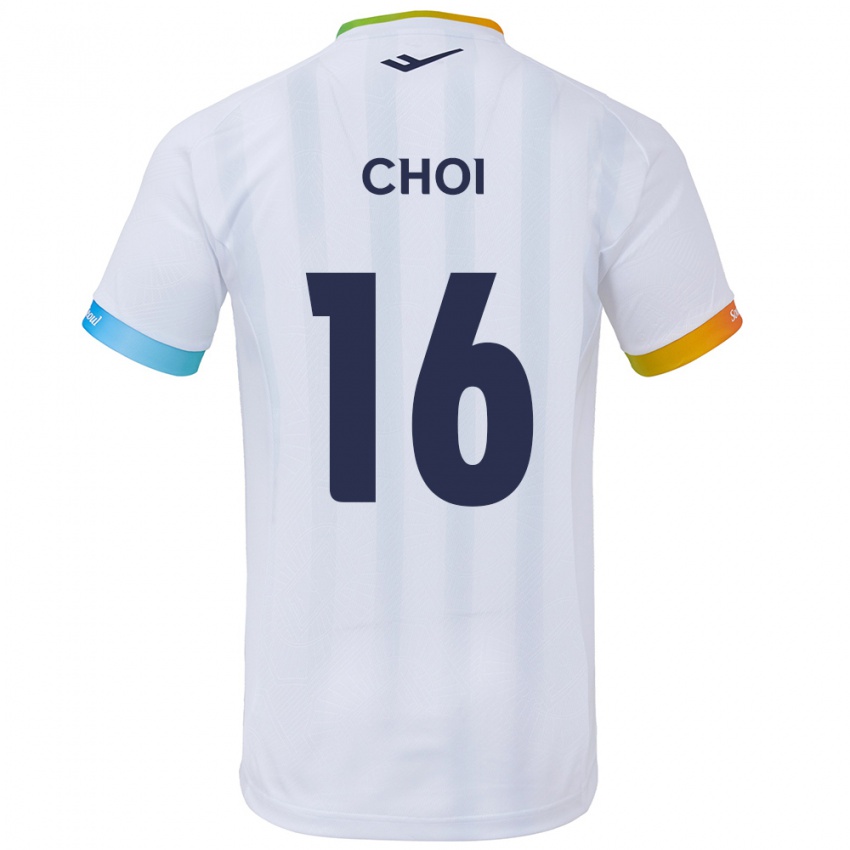 Børn Jun Choi #16 Hvid Blå Udebane Spillertrøjer 2024/25 Trøje T-Shirt