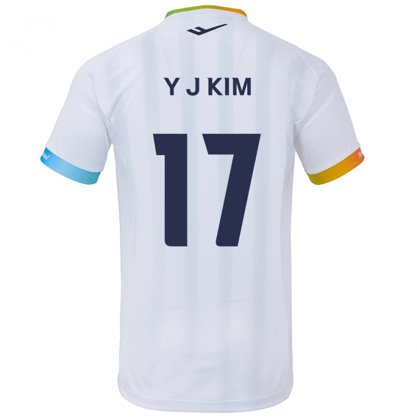 Børn Jin-Ya Kim #17 Hvid Blå Udebane Spillertrøjer 2024/25 Trøje T-Shirt