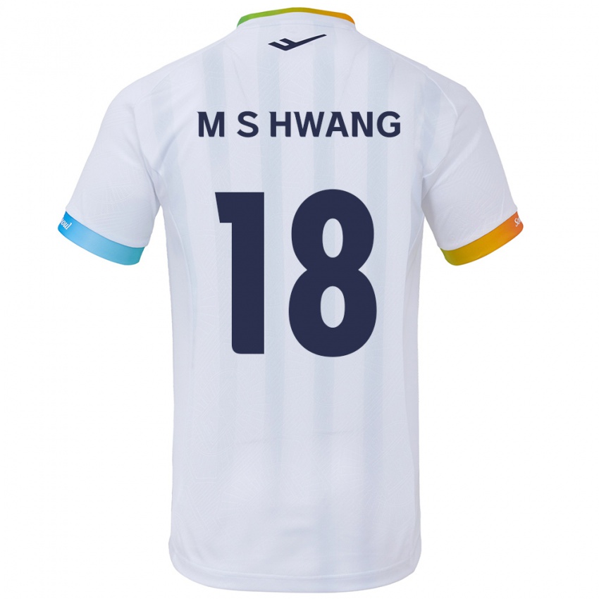 Børn Seong-Min Hwang #18 Hvid Blå Udebane Spillertrøjer 2024/25 Trøje T-Shirt