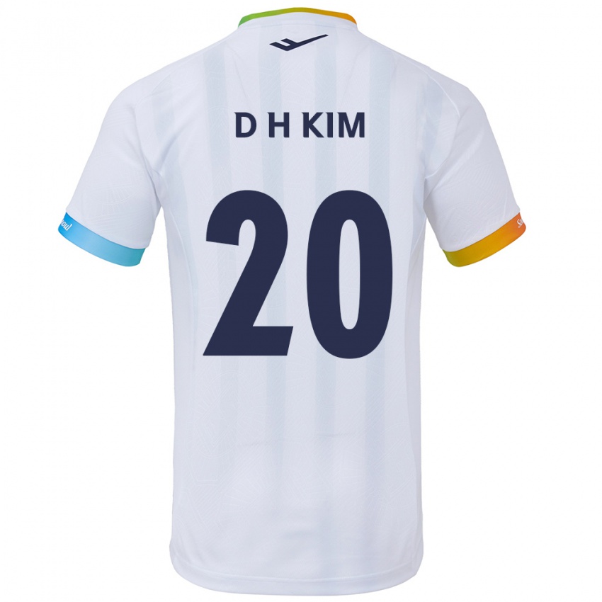 Børn Hyeon-Deok Kim #20 Hvid Blå Udebane Spillertrøjer 2024/25 Trøje T-Shirt