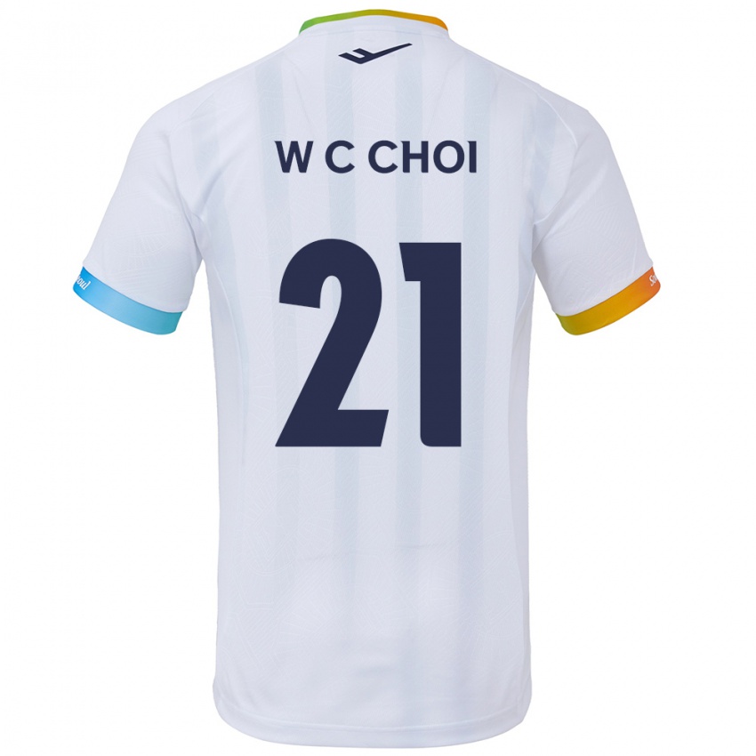 Børn Cheol-Won Choi #21 Hvid Blå Udebane Spillertrøjer 2024/25 Trøje T-Shirt