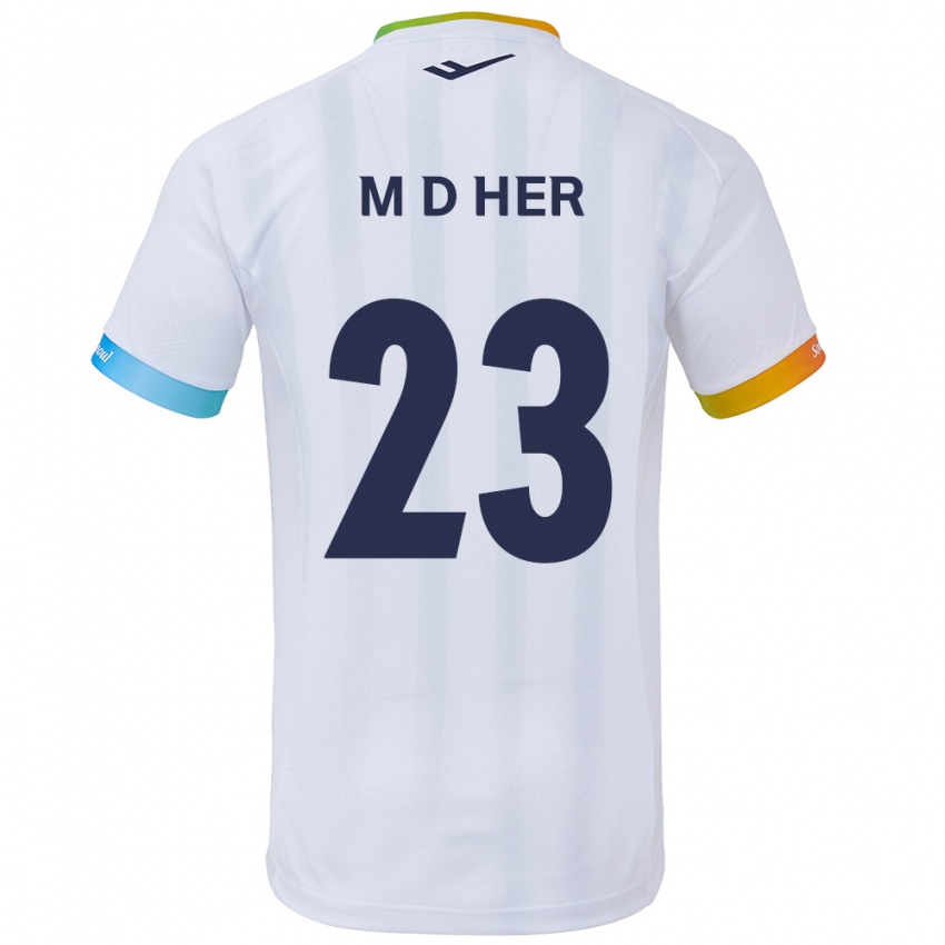 Børn Dong-Min Her #23 Hvid Blå Udebane Spillertrøjer 2024/25 Trøje T-Shirt