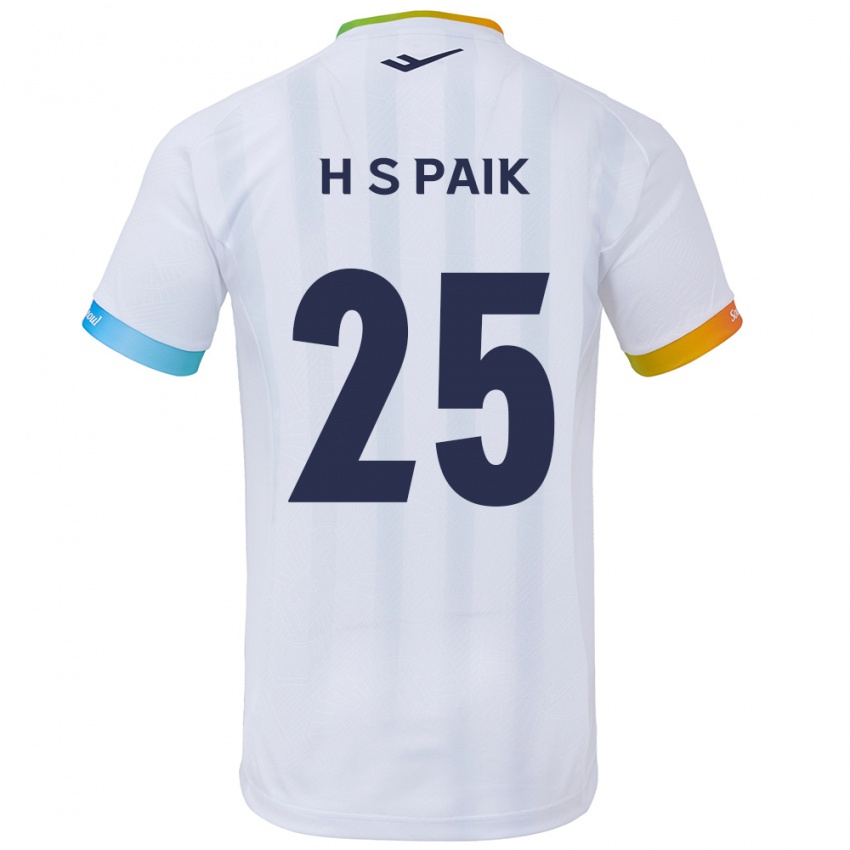 Børn Sang-Hoon Paik #25 Hvid Blå Udebane Spillertrøjer 2024/25 Trøje T-Shirt