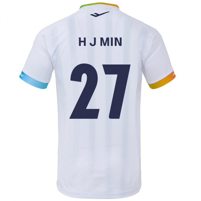 Børn Ji-Hoon Min #27 Hvid Blå Udebane Spillertrøjer 2024/25 Trøje T-Shirt