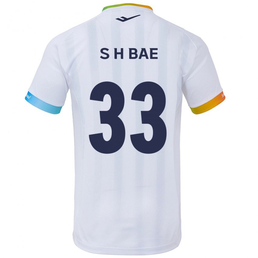 Børn Hyun-Seo Bae #33 Hvid Blå Udebane Spillertrøjer 2024/25 Trøje T-Shirt