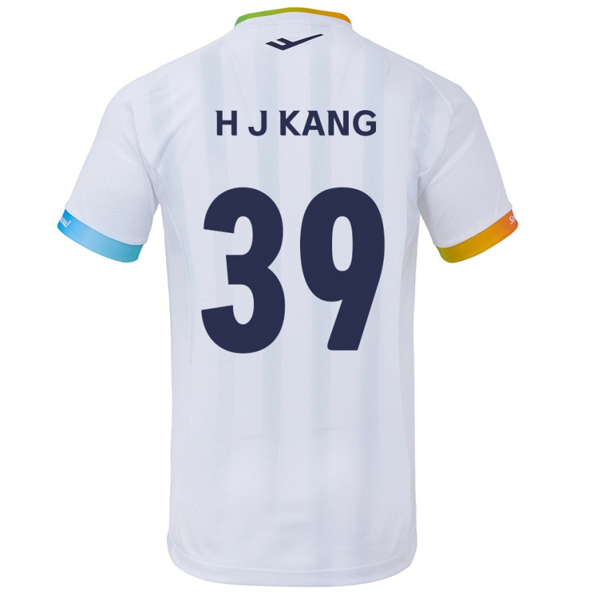 Børn Ju-Hyeok Kang #39 Hvid Blå Udebane Spillertrøjer 2024/25 Trøje T-Shirt