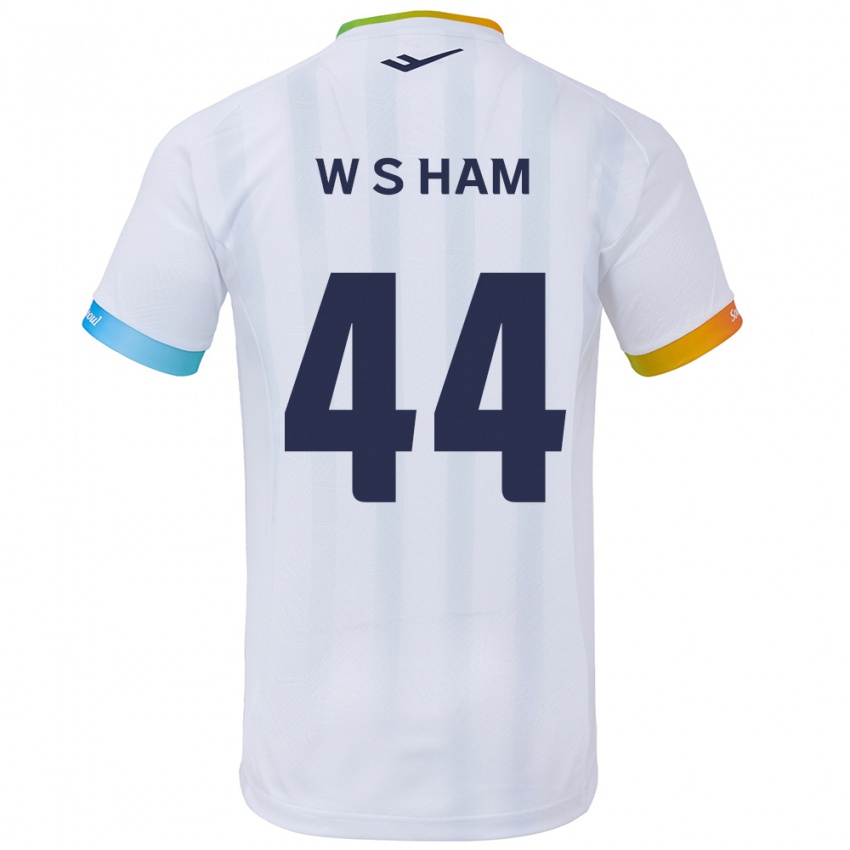 Børn Sun-Woo Ham #44 Hvid Blå Udebane Spillertrøjer 2024/25 Trøje T-Shirt