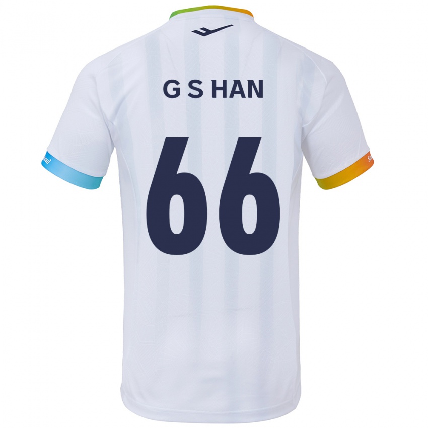 Børn Seung-Gyu Han #66 Hvid Blå Udebane Spillertrøjer 2024/25 Trøje T-Shirt