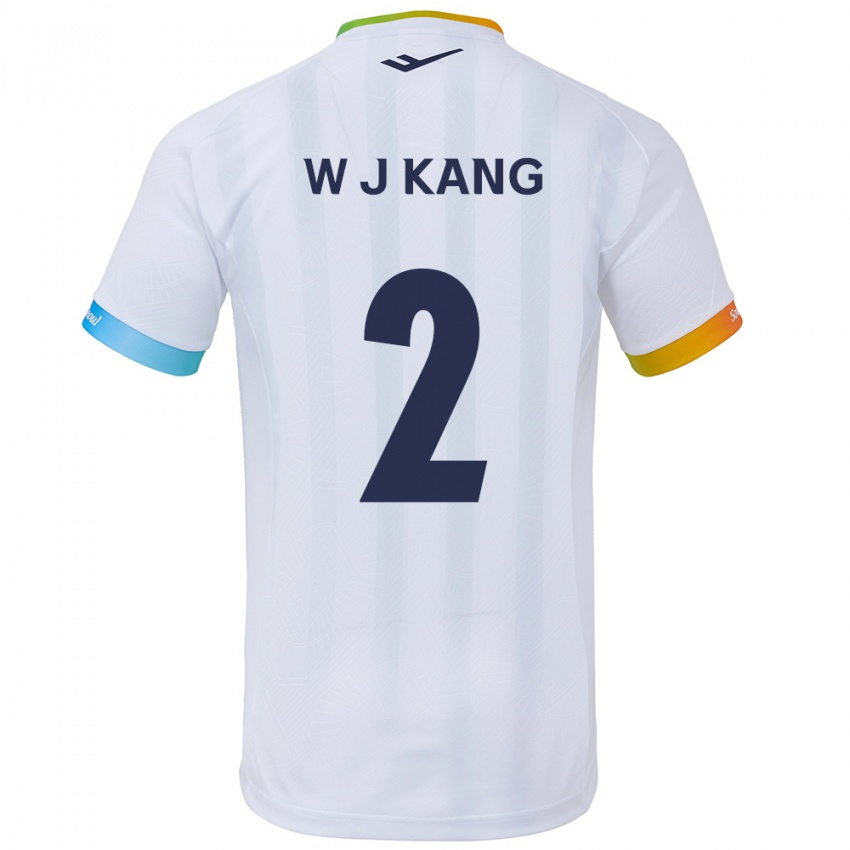 Børn Jae-Won Kang #2 Hvid Blå Udebane Spillertrøjer 2024/25 Trøje T-Shirt