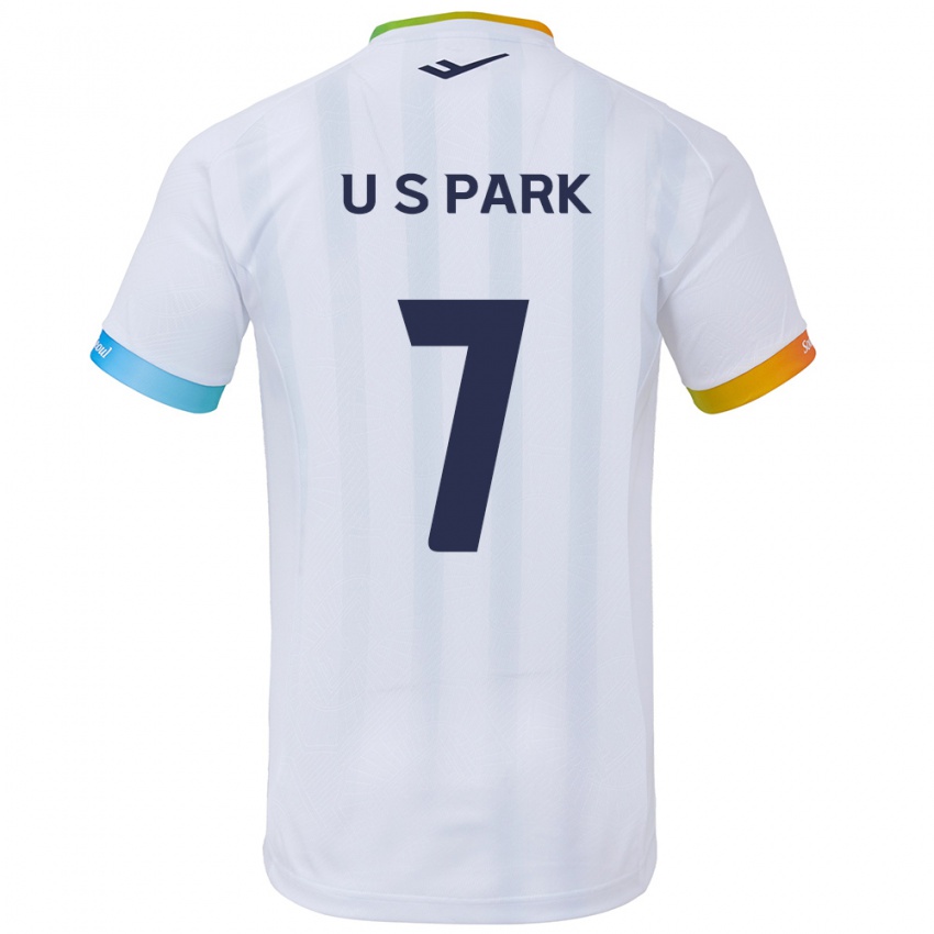 Børn Sun-Uk Park #7 Hvid Blå Udebane Spillertrøjer 2024/25 Trøje T-Shirt