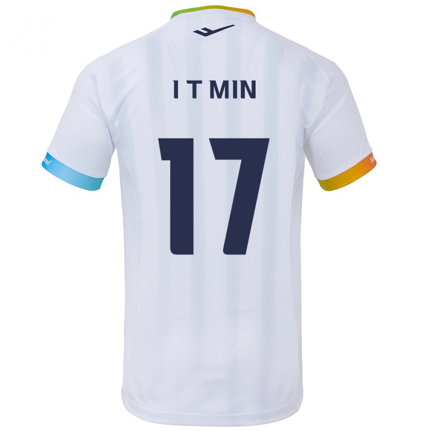 Børn Tae-In Min #17 Hvid Blå Udebane Spillertrøjer 2024/25 Trøje T-Shirt