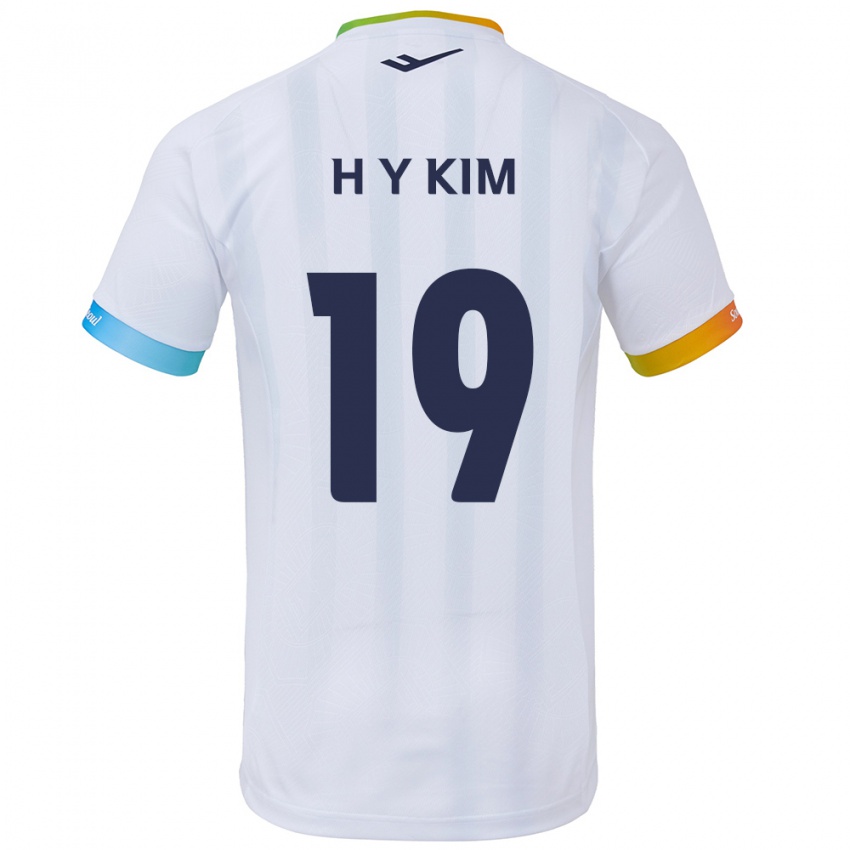 Børn Yong-Hyuk Kim #19 Hvid Blå Udebane Spillertrøjer 2024/25 Trøje T-Shirt