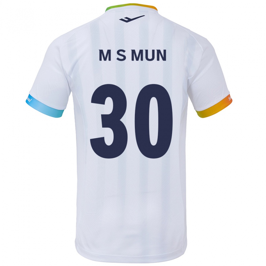 Børn Seong-Min Mun #30 Hvid Blå Udebane Spillertrøjer 2024/25 Trøje T-Shirt