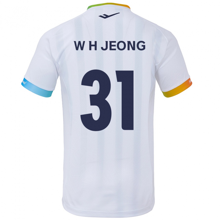 Børn Hyun-Woong Jeong #31 Hvid Blå Udebane Spillertrøjer 2024/25 Trøje T-Shirt