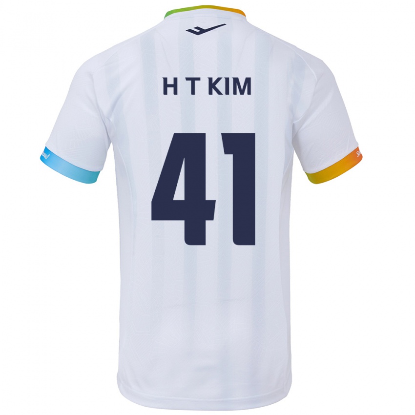 Børn Tae-Ho Kim #41 Hvid Blå Udebane Spillertrøjer 2024/25 Trøje T-Shirt