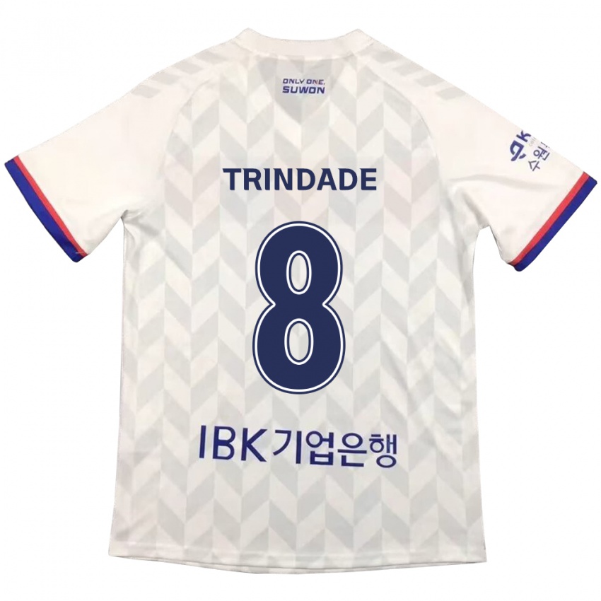 Børn Matheus Trindade #8 Hvid Blå Udebane Spillertrøjer 2024/25 Trøje T-Shirt