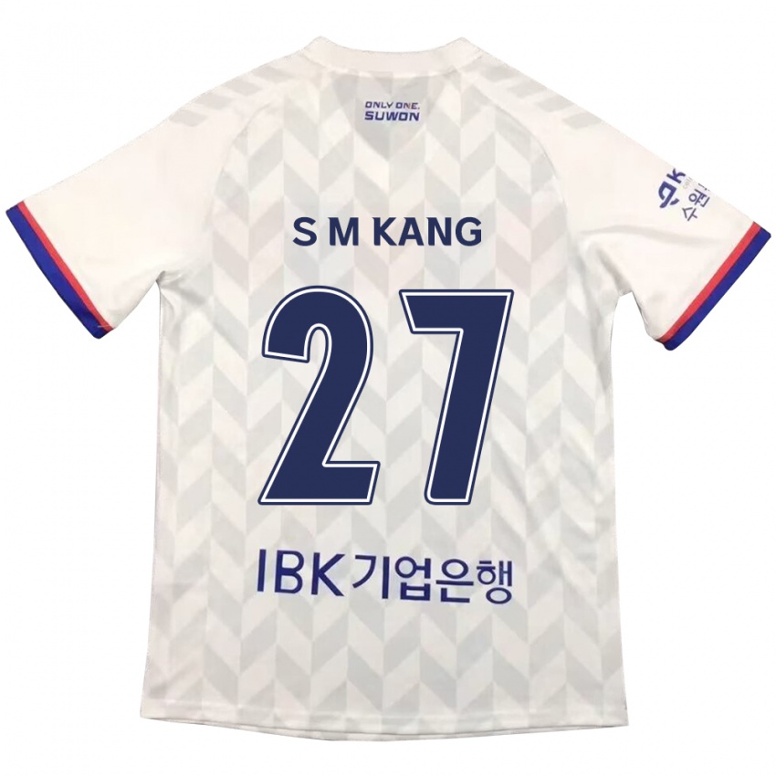 Børn Min-Sung Kang #27 Hvid Blå Udebane Spillertrøjer 2024/25 Trøje T-Shirt