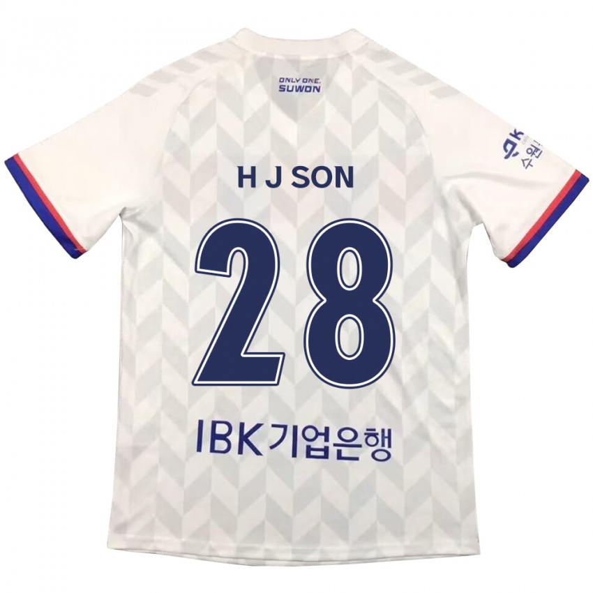 Børn Jun-Ho Son #28 Hvid Blå Udebane Spillertrøjer 2024/25 Trøje T-Shirt