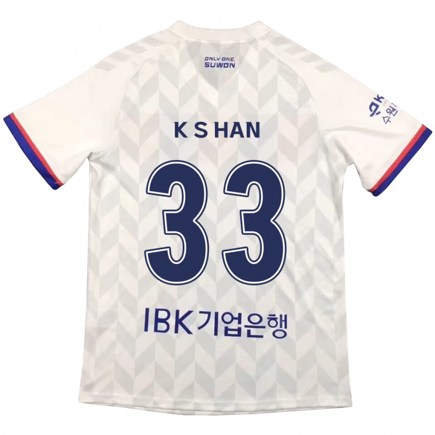 Børn Sang-Kyu Han #33 Hvid Blå Udebane Spillertrøjer 2024/25 Trøje T-Shirt