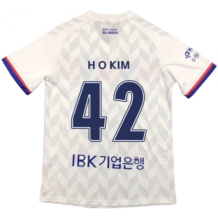 Børn One-Hyung Kim #42 Hvid Blå Udebane Spillertrøjer 2024/25 Trøje T-Shirt