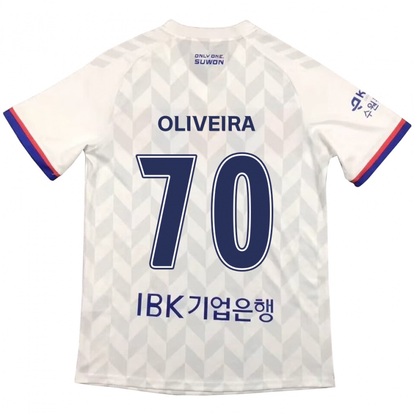 Børn Anderson Oliveira #70 Hvid Blå Udebane Spillertrøjer 2024/25 Trøje T-Shirt