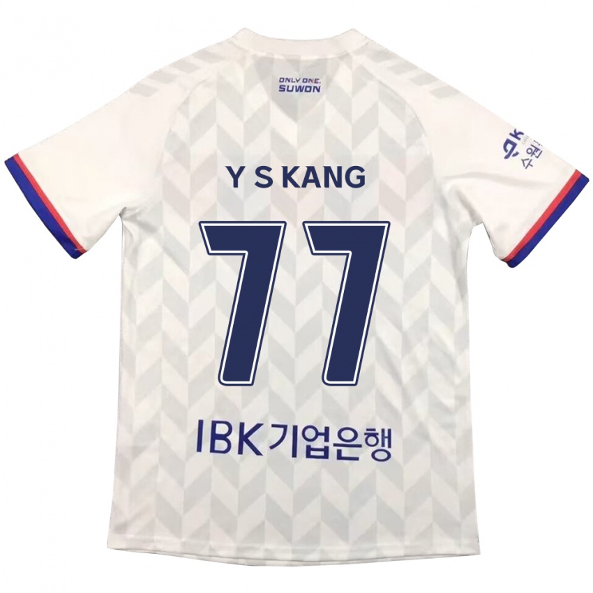 Børn Sang-Yun Kang #77 Hvid Blå Udebane Spillertrøjer 2024/25 Trøje T-Shirt