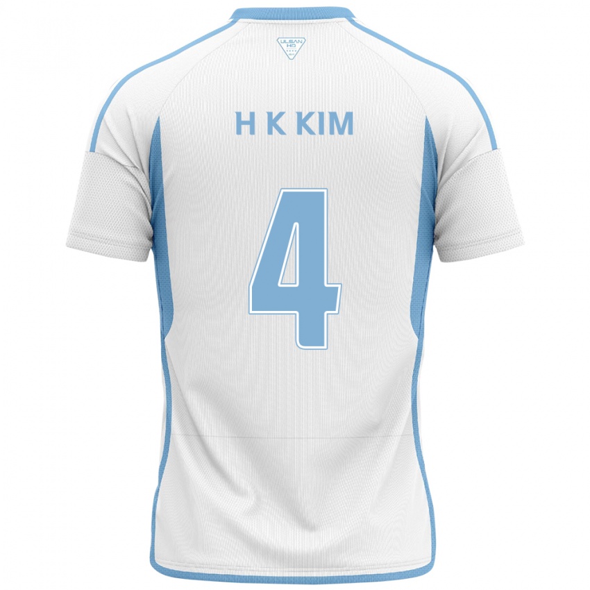 Børn Kee-Hee Kim #4 Hvid Blå Udebane Spillertrøjer 2024/25 Trøje T-Shirt