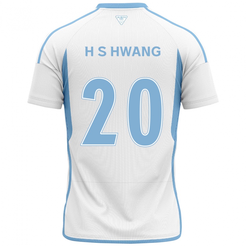 Børn Seok-Ho Hwang #20 Hvid Blå Udebane Spillertrøjer 2024/25 Trøje T-Shirt