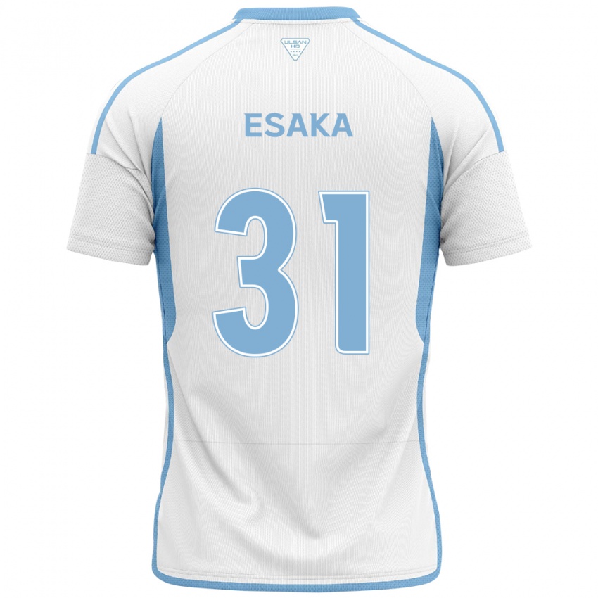 Børn Ataru Esaka #31 Hvid Blå Udebane Spillertrøjer 2024/25 Trøje T-Shirt