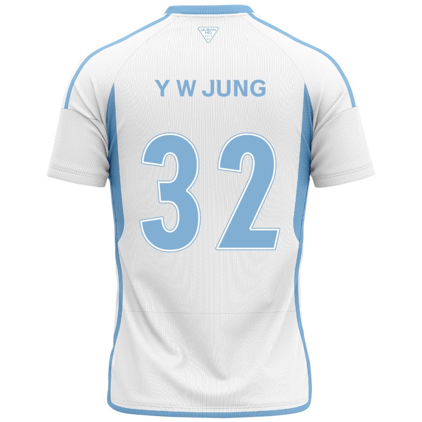 Børn Woo-Young Jung #32 Hvid Blå Udebane Spillertrøjer 2024/25 Trøje T-Shirt