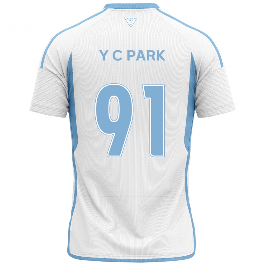 Børn Chu-Young Park #91 Hvid Blå Udebane Spillertrøjer 2024/25 Trøje T-Shirt