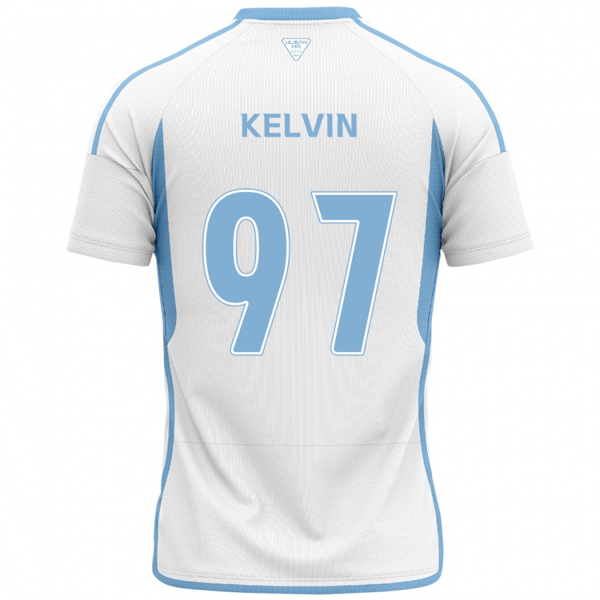 Børn Kelvin #97 Hvid Blå Udebane Spillertrøjer 2024/25 Trøje T-Shirt