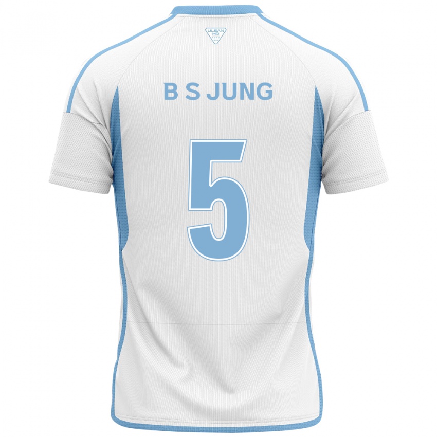 Børn Seong-Bin Jung #5 Hvid Blå Udebane Spillertrøjer 2024/25 Trøje T-Shirt