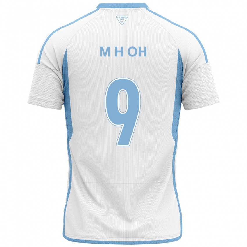 Børn Hyun-Min Oh #9 Hvid Blå Udebane Spillertrøjer 2024/25 Trøje T-Shirt