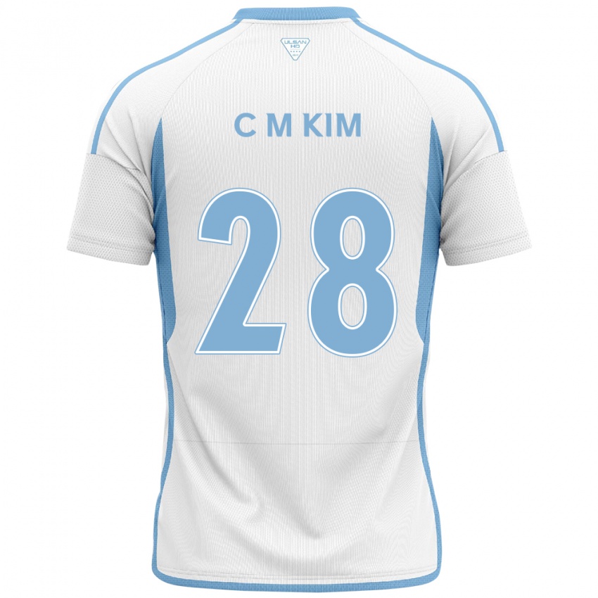 Børn Min-Chan Kim #28 Hvid Blå Udebane Spillertrøjer 2024/25 Trøje T-Shirt