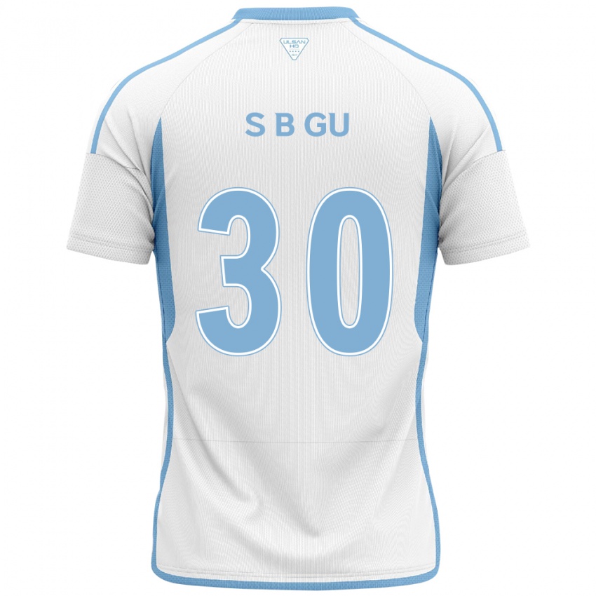 Børn Bon-Seo Gu #30 Hvid Blå Udebane Spillertrøjer 2024/25 Trøje T-Shirt