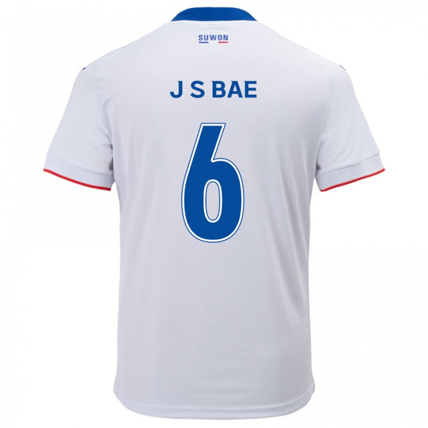 Børn Seo-Joon Bae #6 Hvid Blå Udebane Spillertrøjer 2024/25 Trøje T-Shirt